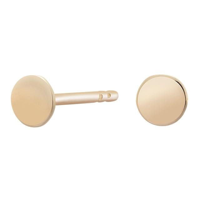 8kt. guldørestikker rund plade 4mm - Urma.dk