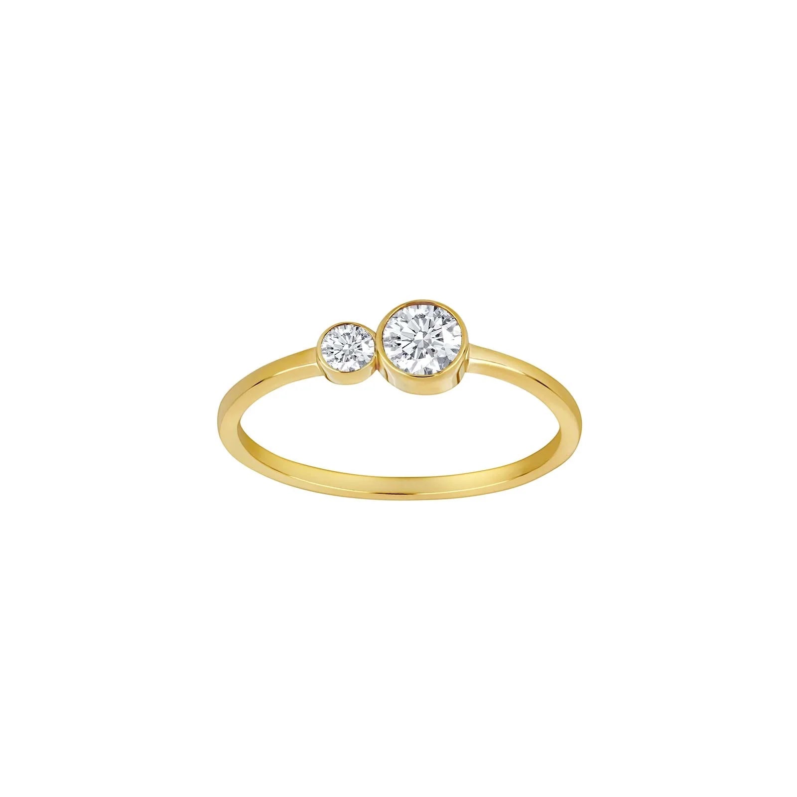 8kt. guldring m/2 cz i rørfatning - Urma.dk