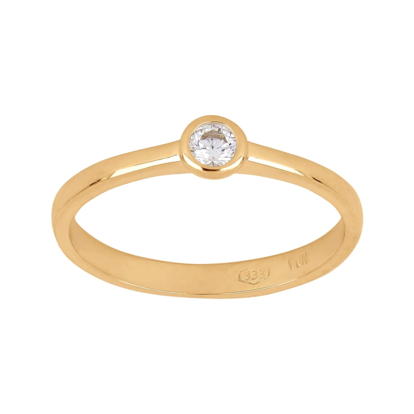 8kt. guldring m/cz i rørfatning - Urma.dk