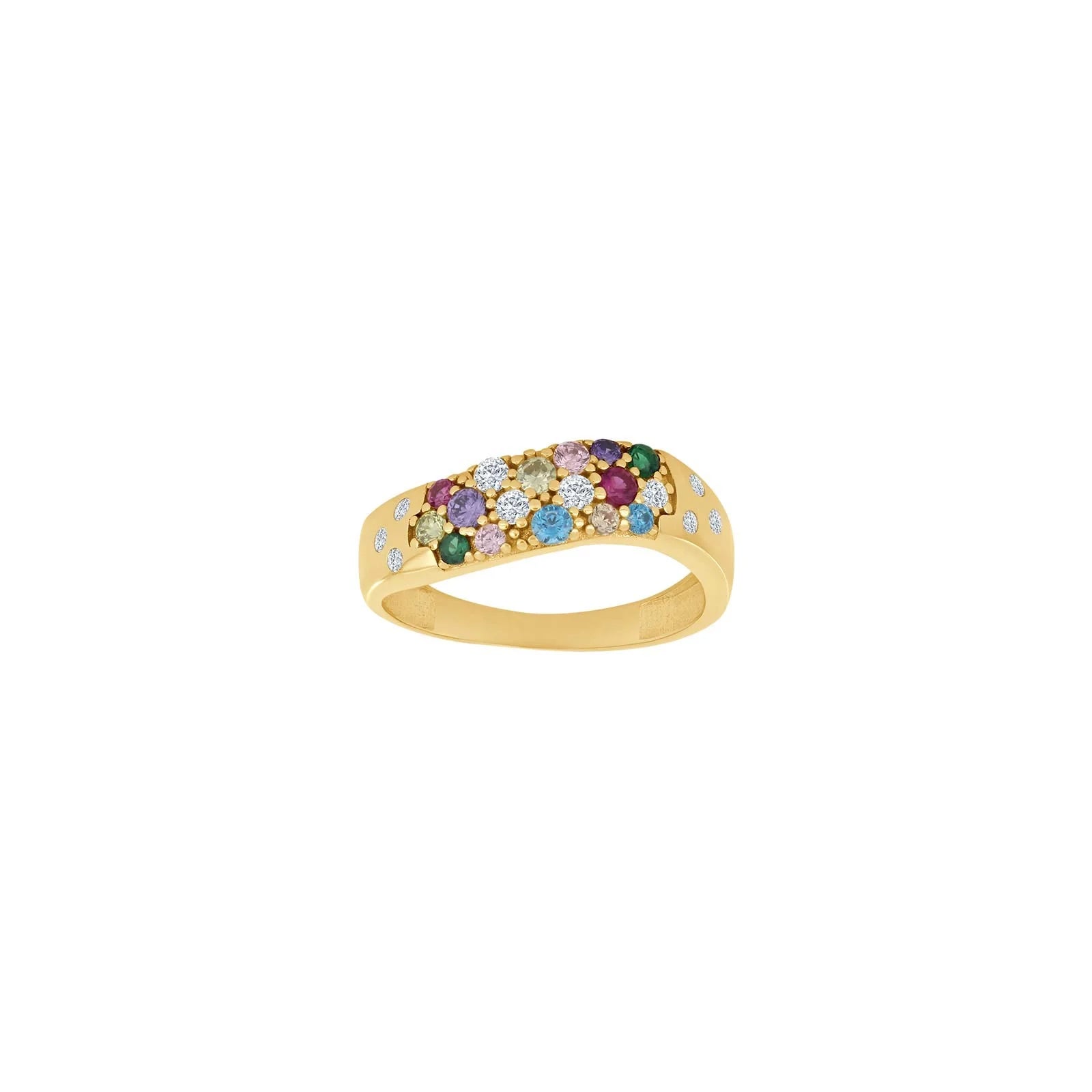 8kt. guldring m/multicolor cz - Urma.dk