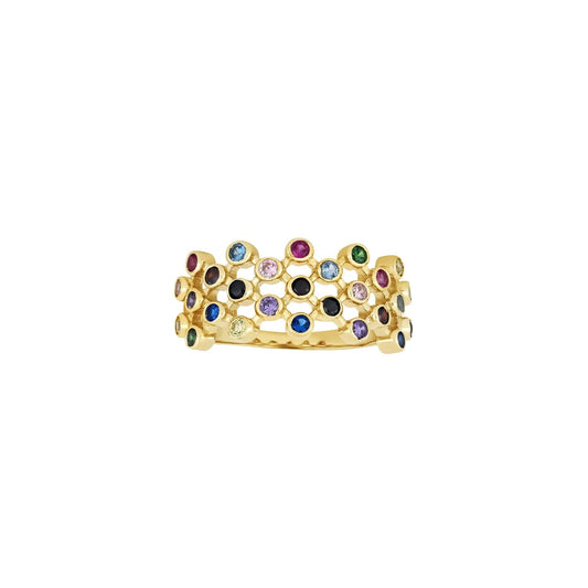 8kt. guldring m/multicolor cz - Urma.dk