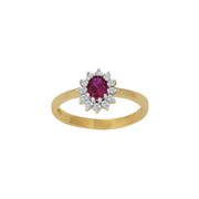 8kt. guldring roset m/synt. rubin og cz - Urma.dk