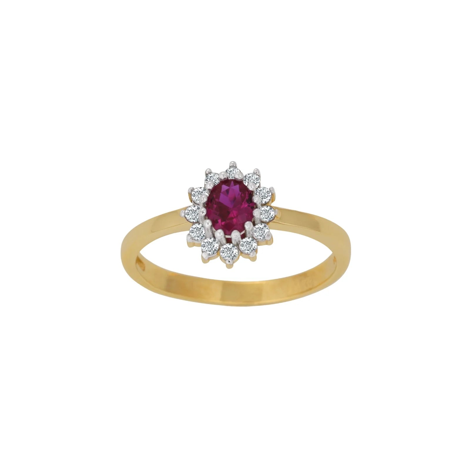 8kt. guldring roset m/synt. rubin og cz - Urma.dk