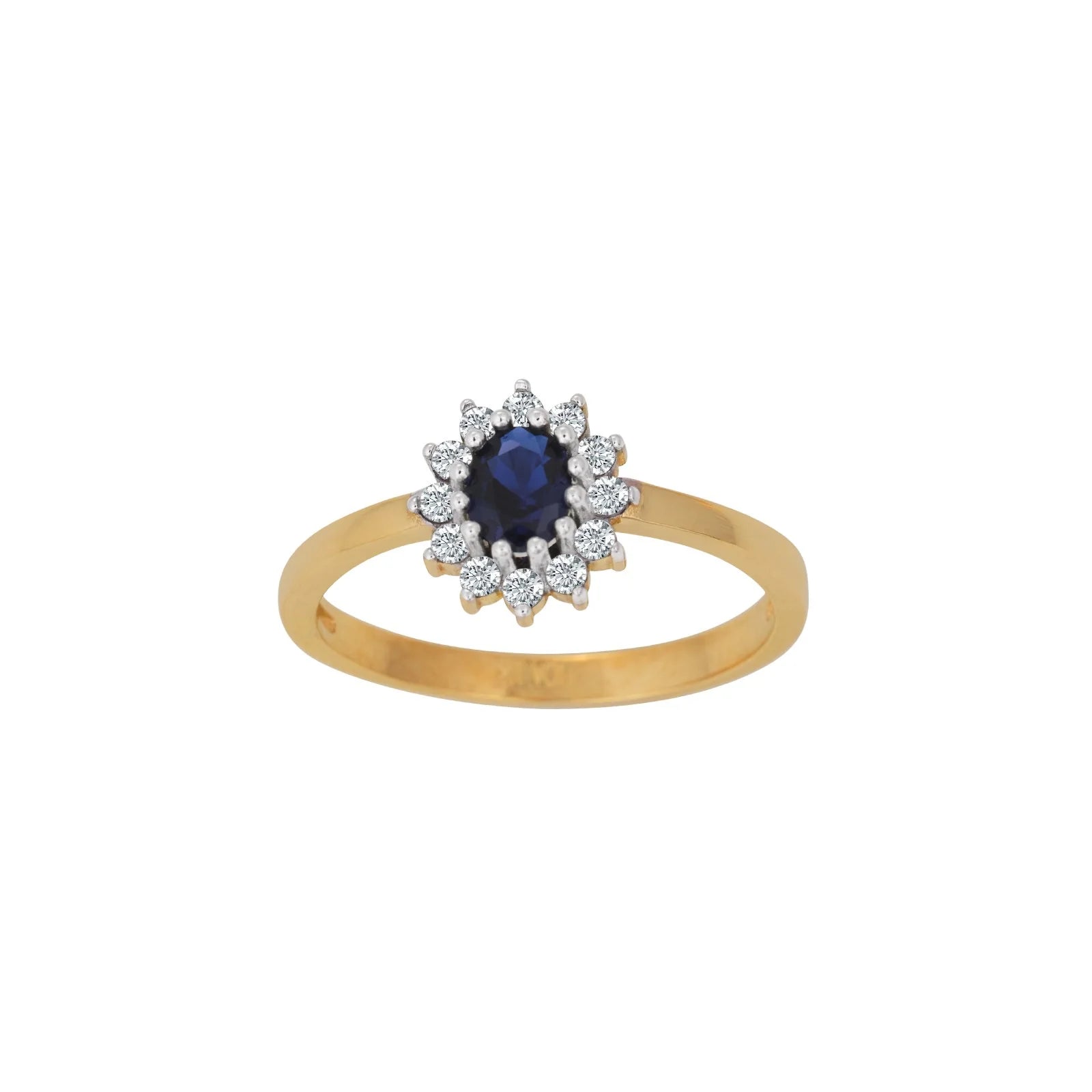 8kt. guldring roset m/synt. safir og cz - Urma.dk