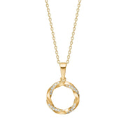 8kt. guldvedhæng cirkel m. cz inkl forg sølvkæde - Urma.dk