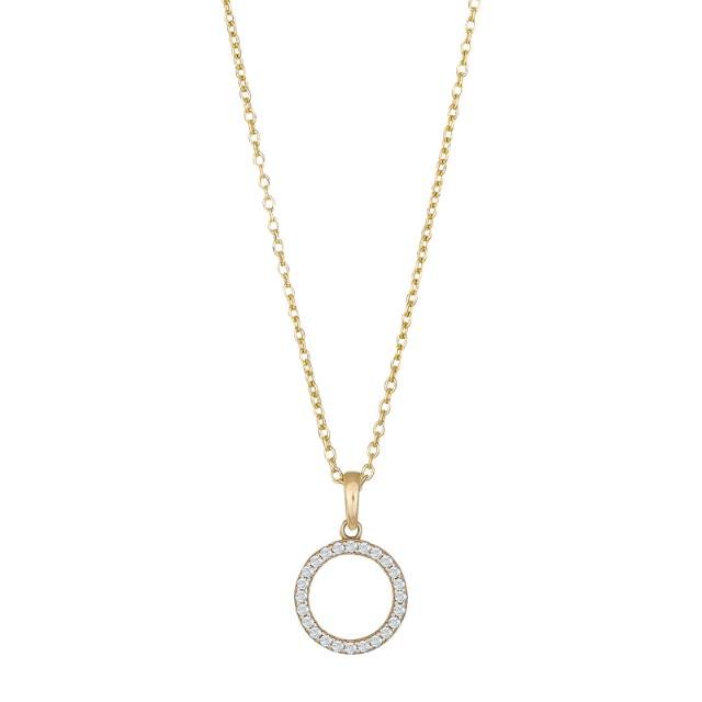 8kt. guldvedhæng cirkel m/cz inkl. 8kt. kæde - Urma.dk