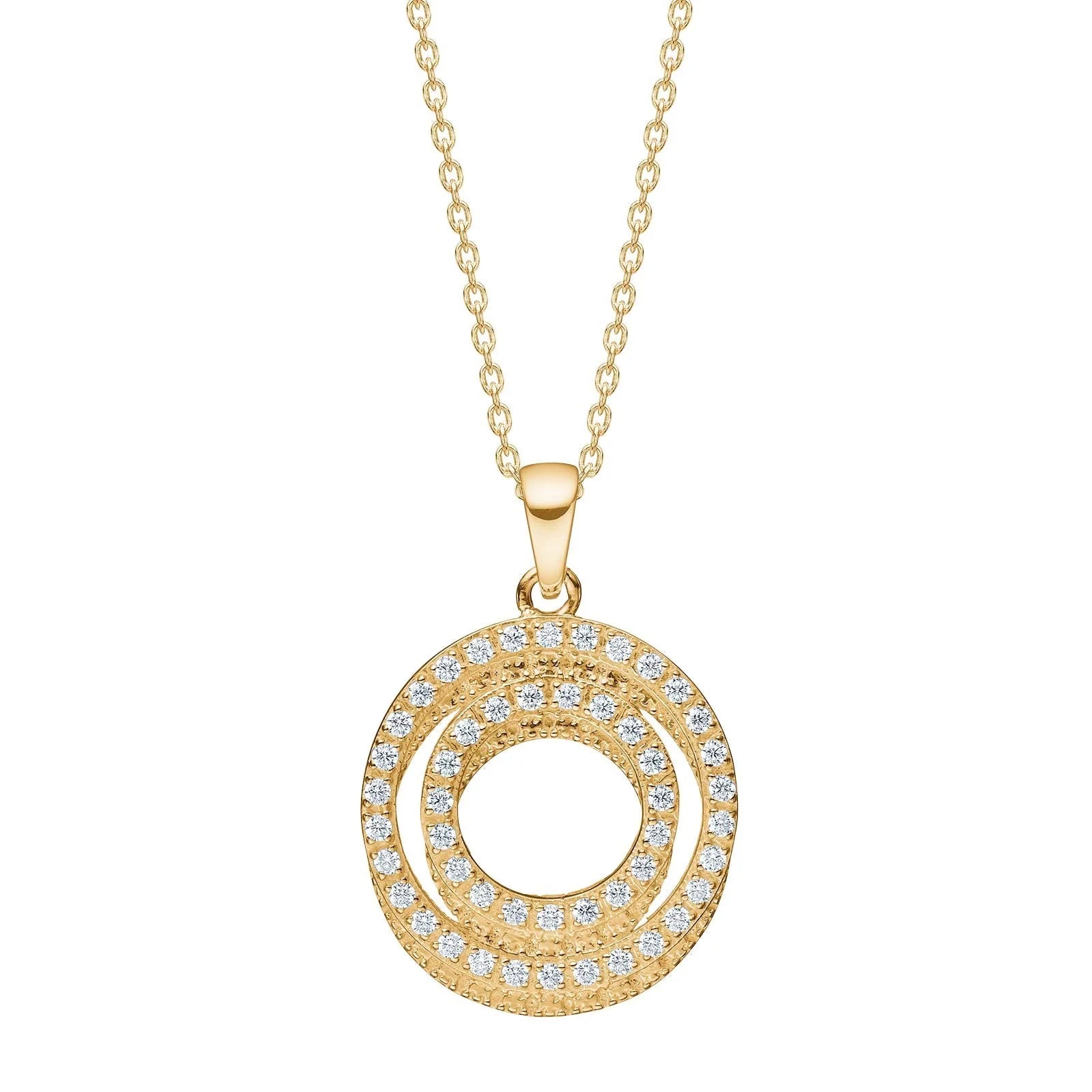 8kt. guldvedhæng cirkel m/cz inkl. forg. kæde - Urma.dk
