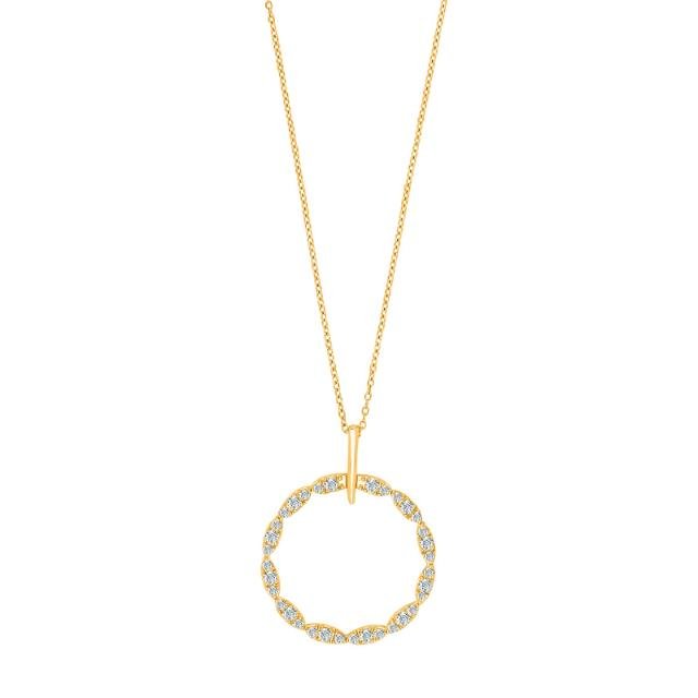 8kt. guldvedhæng cirkel m/cz inkl. forg. kæde - Urma.dk