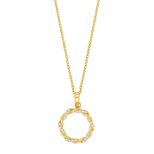 8kt. guldvedhæng cirkel m.cz inkl. forg. kæde - Urma.dk