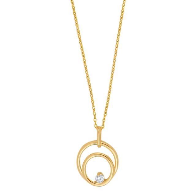 8kt. guldvedhæng dobbel cirkel m/cz inkl. forg. kæde - Urma.dk