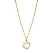8kt. guldvedhæng dobbelt hjerte m/cz inkl. forg. - Urma.dk