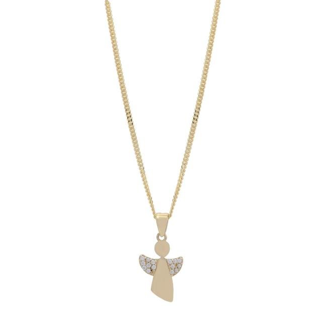 8kt. guldvedhæng engel inkl. forg. sølv kæde - Urma.dk