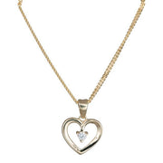 8kt. guldvedhæng hjerte m/cz inkl. forg. kæde - Urma.dk