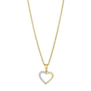 8kt. guldvedhæng hjerte m/cz inkl. forg. sølvkæde - Urma.dk