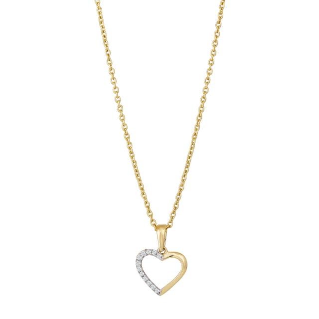8kt. guldvedhæng hjerte m/cz inkl. forg. sølvkæde - Urma.dk