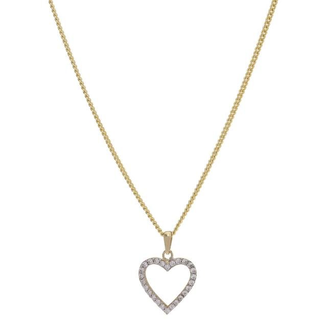 8kt. guldvedhæng hjerte m/cz inkl. forg. sølvkæde - Urma.dk