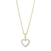 8kt. guldvedhæng hjerte m/cz inkl. forg. sølvkæde - Urma.dk