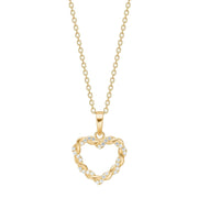 8kt. guldvedhæng hjerte m/cz inkl. forg. sølvkæde - Urma.dk