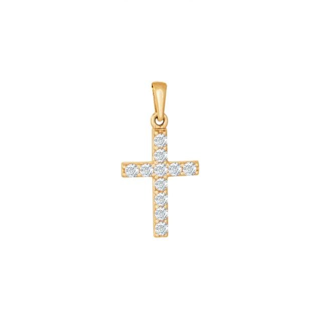 8kt. guldvedhæng kors m/cz - Urma.dk
