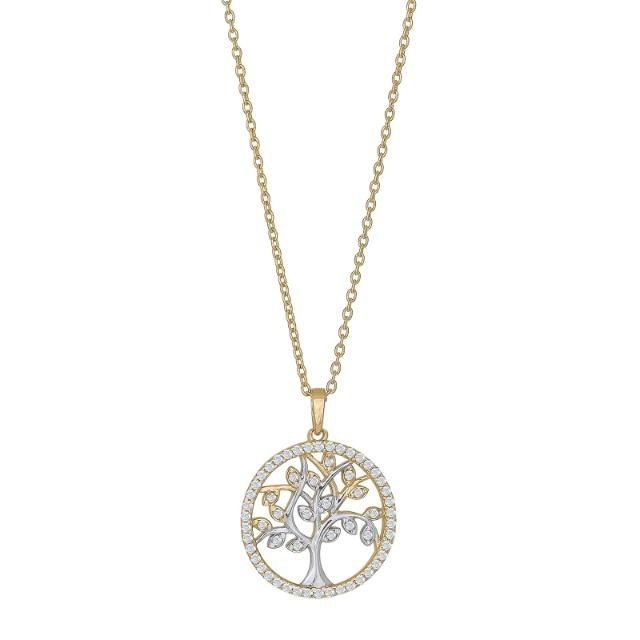 8kt. guldvedhæng livets træ m/cz inkl. forg. Sølvk - Urma.dk
