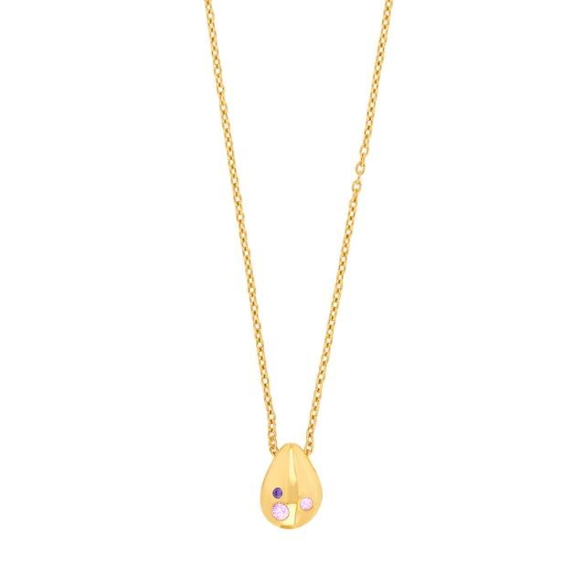 8kt. guldvedhæng m/ farvet cz inkl. forg. kæde - Urma.dk