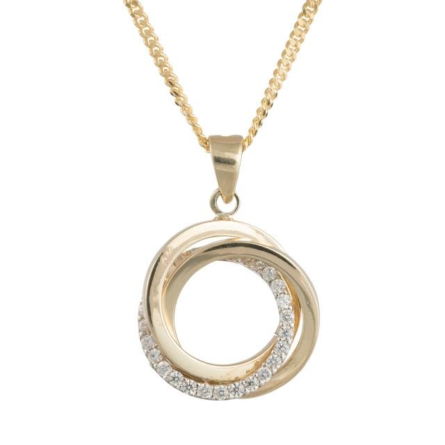 8kt. guldvedhæng m/cz inkl. 8kt. kæde - Urma.dk