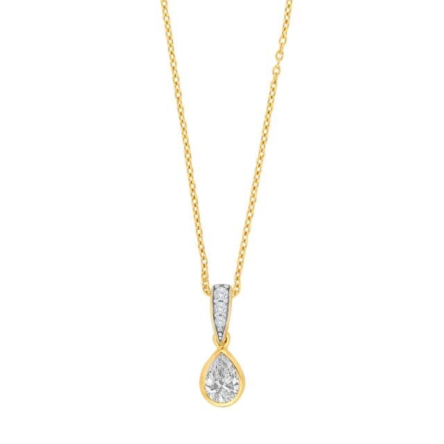 8kt. guldvedhæng m/cz inkl. forg. kæde - Urma.dk