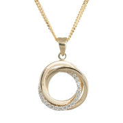 8kt. guldvedhæng m/cz inkl. forg. sølv kæde - Urma.dk