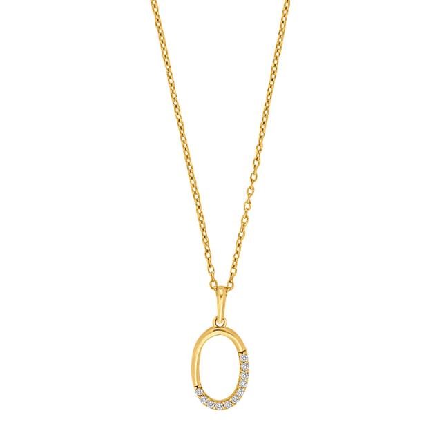 8kt. guldvedhæng m/cz inkl. forg. sølvkæde - Urma.dk