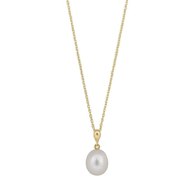 8kt. guldvedhæng m/ferskvandsperle inkl. forg. kæ - Urma.dk