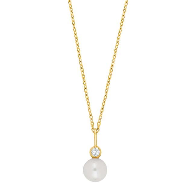 8kt. guldvedhæng m.fvkp og cz inkl. forg. kæde - Urma.dk