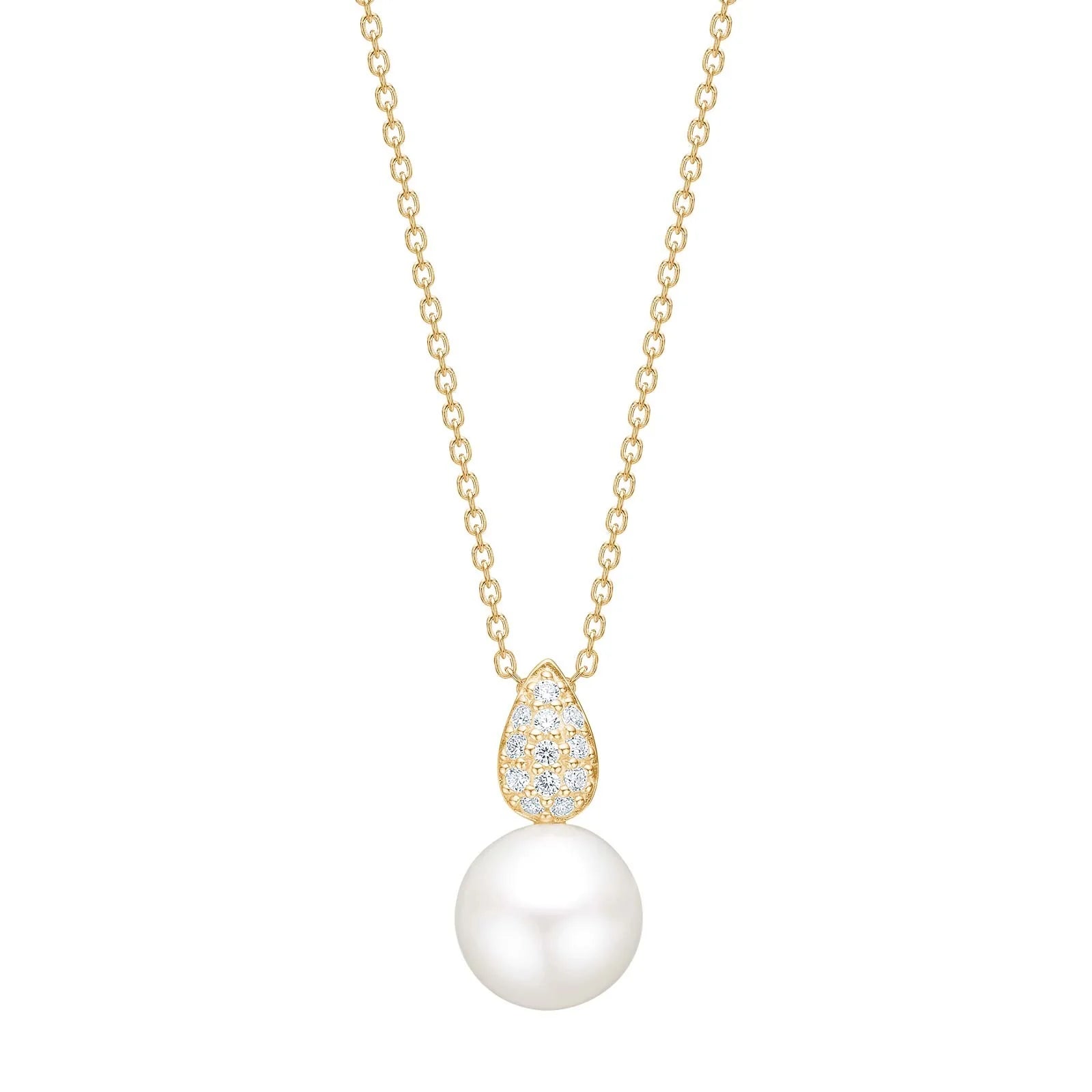 8kt. guldvedhæng m.fvkp og cz inkl. forg. kæde - Urma.dk