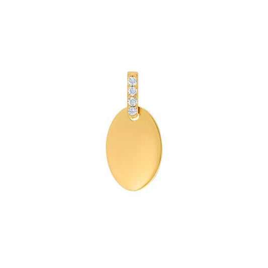 8kt. guldvedhæng oval plade m/cz 8x12mm - Urma.dk