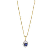 8kt. guldvedhæng roset m/synt. safir og cz inkl. f - Urma.dk