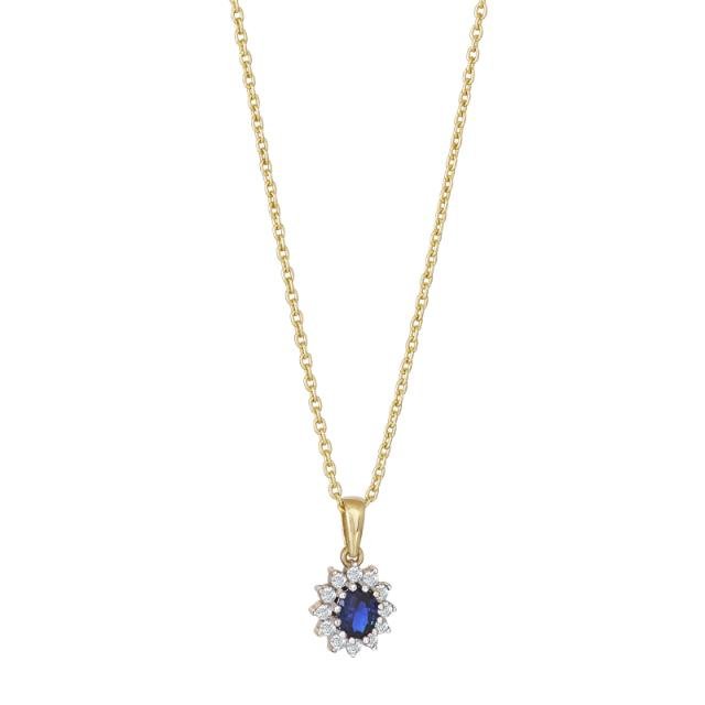 8kt. guldvedhæng roset m/synt. safir og cz inkl. f - Urma.dk