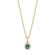 8kt. guldvedhæng roset m/synt. smaragd og cz inkl. - Urma.dk