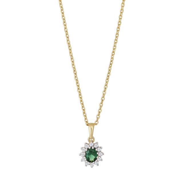 8kt. guldvedhæng roset m/synt. smaragd og cz inkl. - Urma.dk