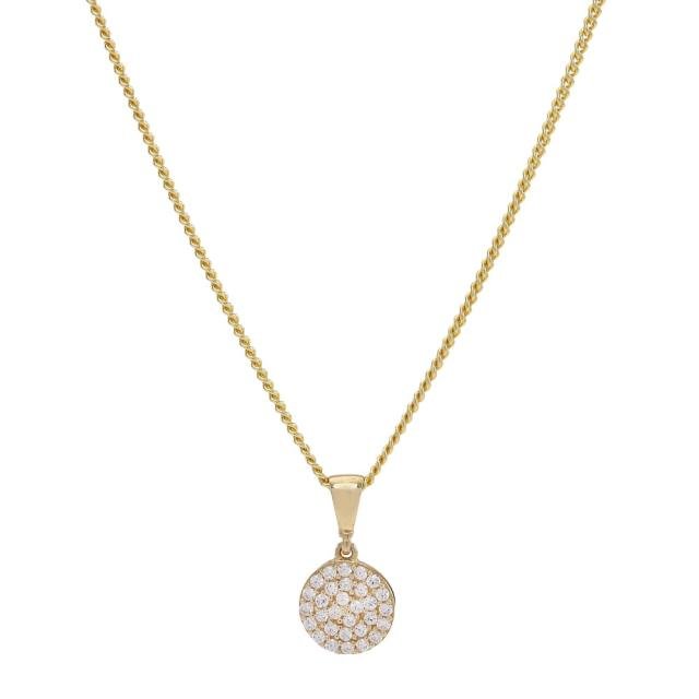8kt. guldvedhæng rund m/cz inkl. 8kt. kæde - Urma.dk