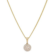 8kt. guldvedhæng rund m/cz inkl. forg. sølvkæde - Urma.dk