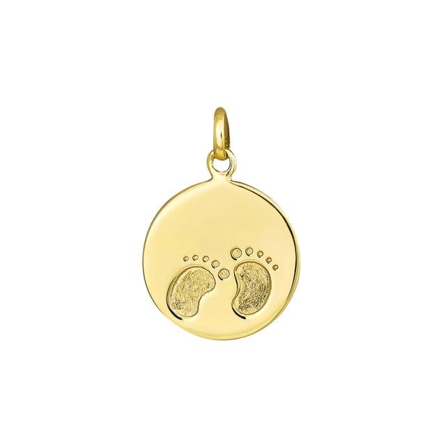 8kt. guldvedhæng rund plade m/fødder - Urma.dk