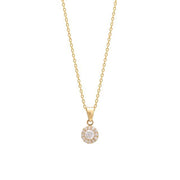 8kt. guldvedhæng rundt m/cz og forg. kæde - Urma.dk