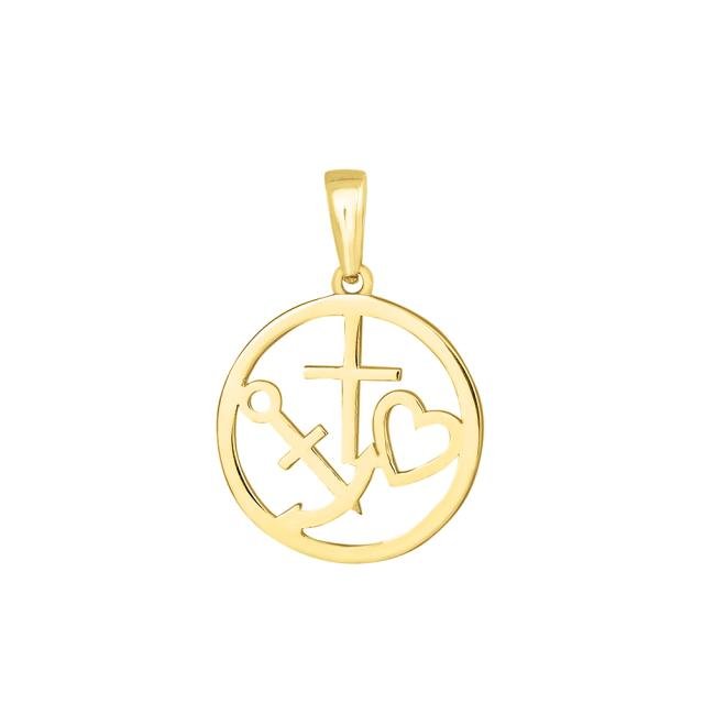 8kt. guldvedhæng rundt m/tro, håb og kærlighed - Urma.dk