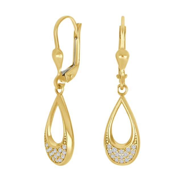 8kt. ørehænger åben dråbe m. cz - Urma.dk