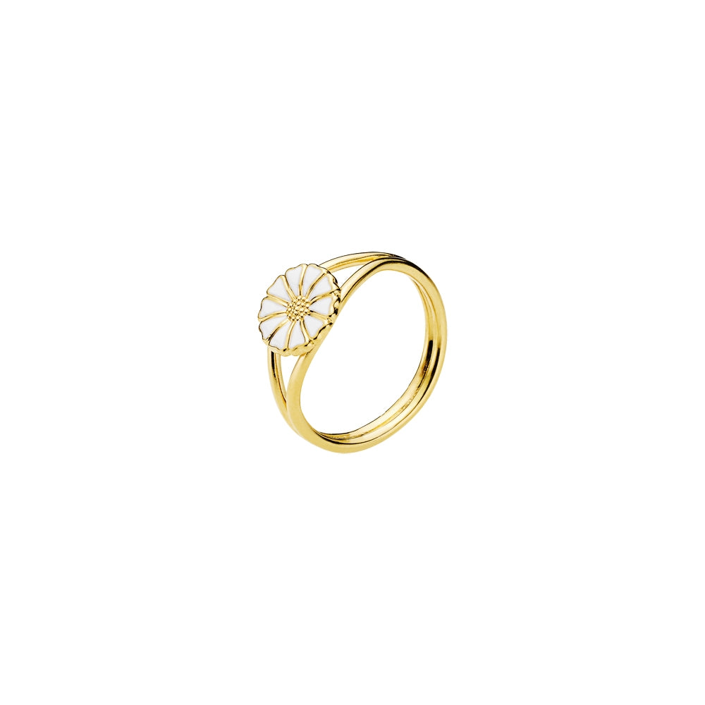 Marguerit ring 9 mm, forgyldt sølv 