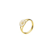 Marguerit ring 9 mm, forgyldt sølv 