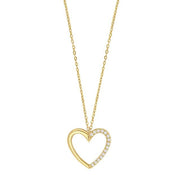 9kt. Guld vedhæng hjerte m/cz inkl. forg. kæde - Urma.dk