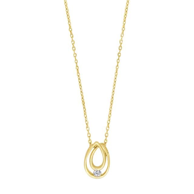 9kt. Guld vedhæng m/cz inkl. forg. kæde - Urma.dk