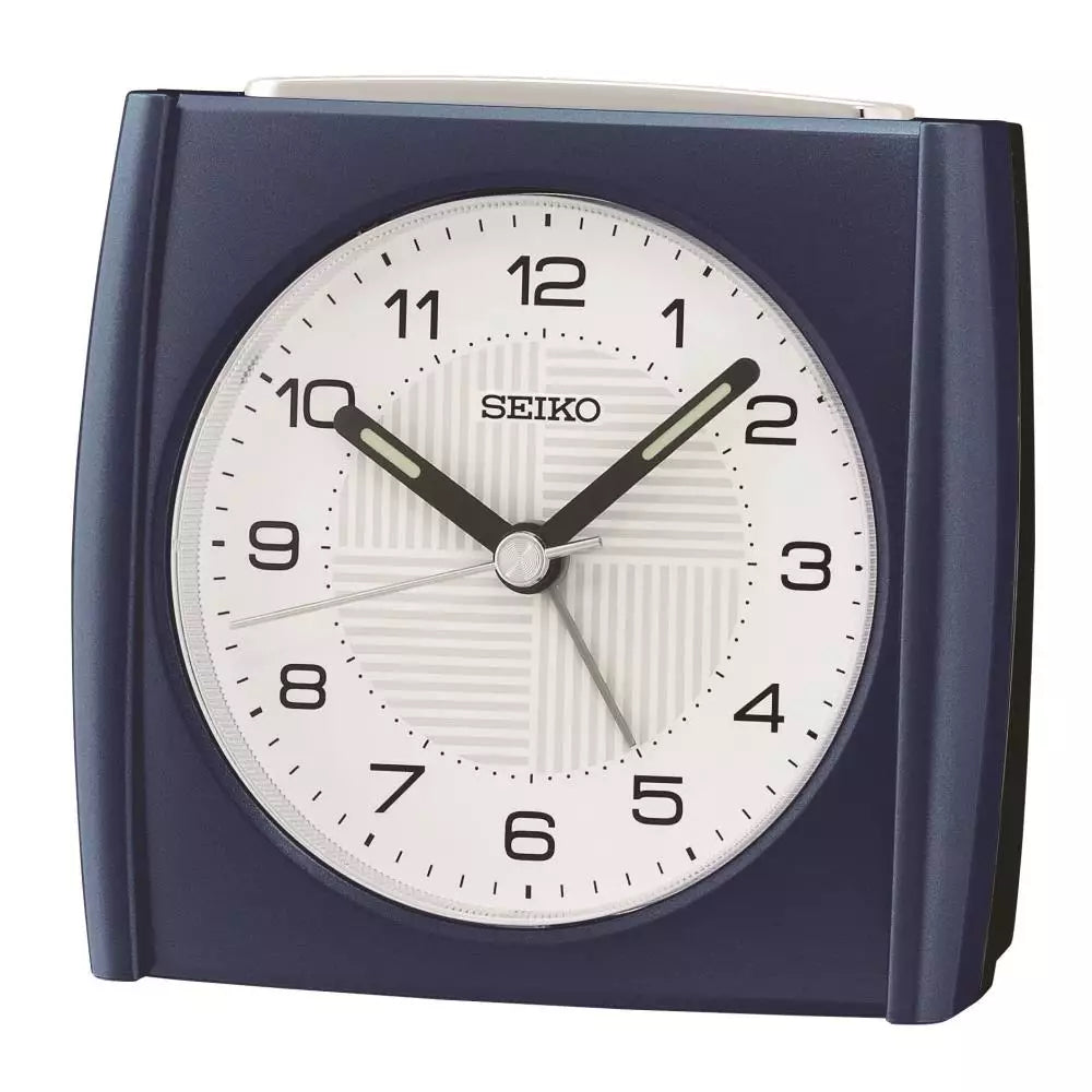 Seiko vækkeur med lys, snooze og lydløs sekundviser - Blå - 8,5 x 9 x 6,3 cm