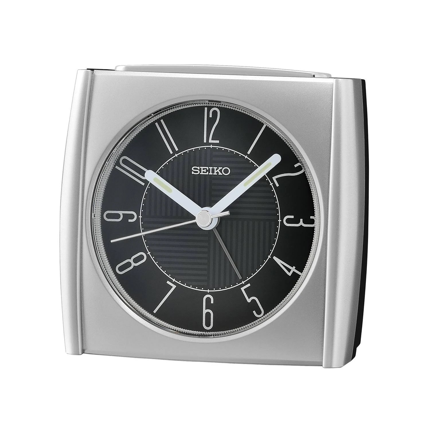 Seiko vækkeur med lys, snooze og lydløs sekundviser - Sort - 8,5 x 9 x 6,3 cm