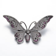Broche, sort sommerfug med zirconia